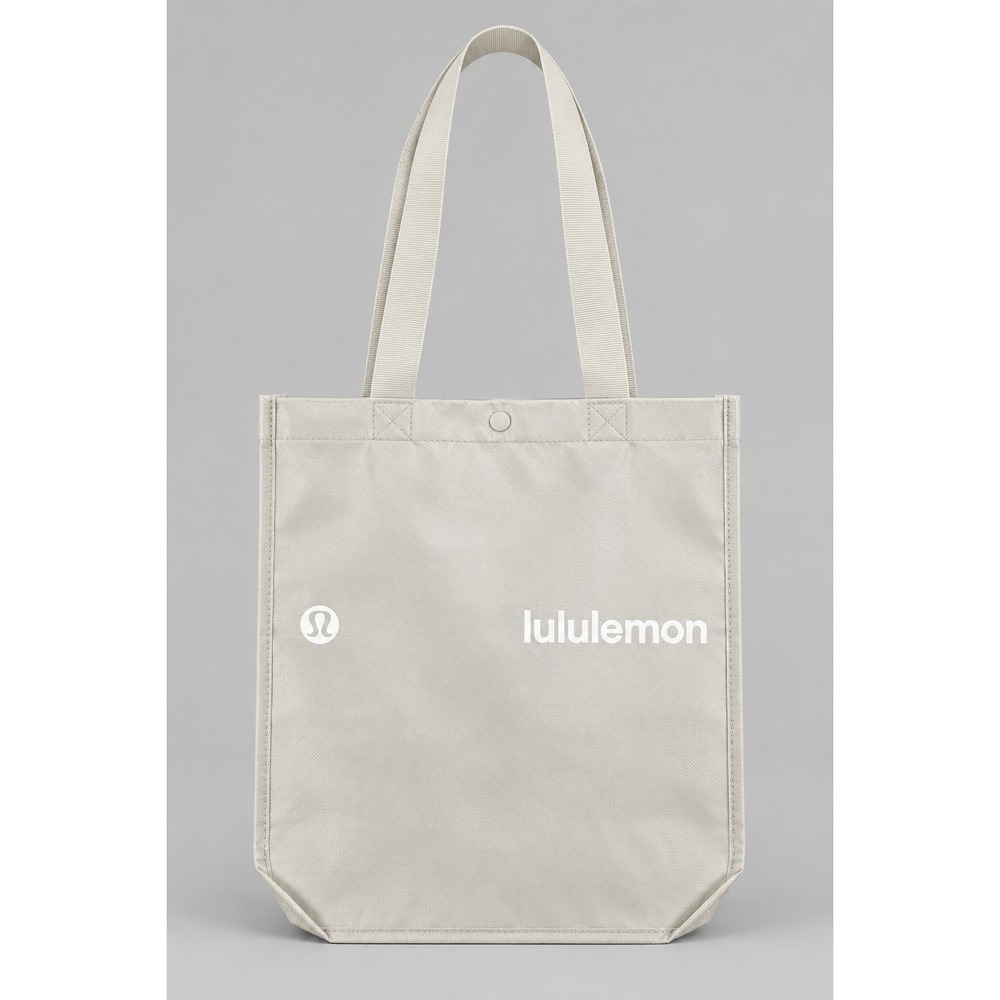 Lululemon Reusable Tote Bag Light Grey Snap Closure Large Shopper Gym Bag